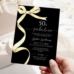Elegante Gold Bow 50 y fabulosa invitación para el