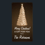 Elegante Gold Christmas Tree Etiqueta de regalo Br<br><div class="desc">Elegante etiqueta de regalo de árbol de Navidad dorado rojo - etiqueta personalizada de favores / etiqueta de regalo con motivo marrón de árbol de Navidad dorado y texto de "Feliz Navidad" y nombre de familia. Productos a juego disponibles.</div>