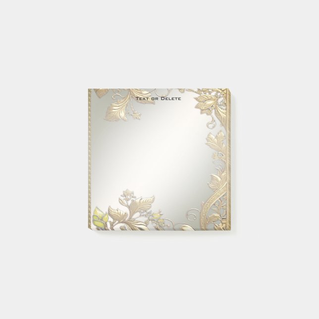 Elegante Gold Decorative Floral Post que nota (Anverso)