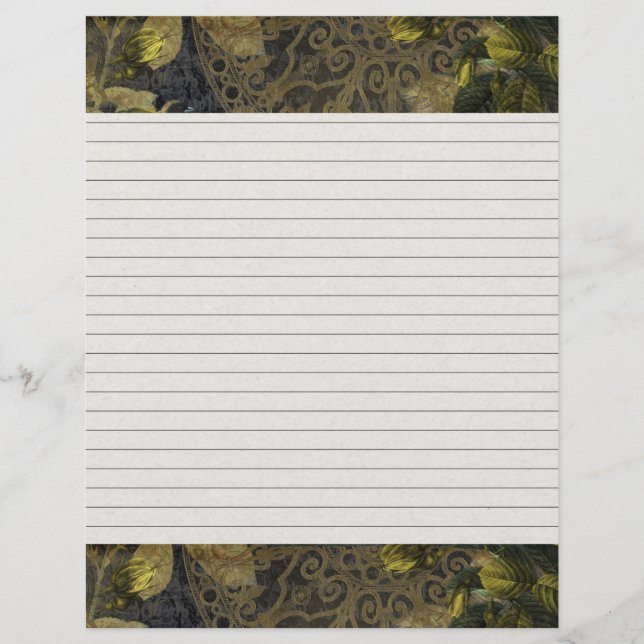 Elegante Gold Gothic Night Lining Receta Página In (Anverso)