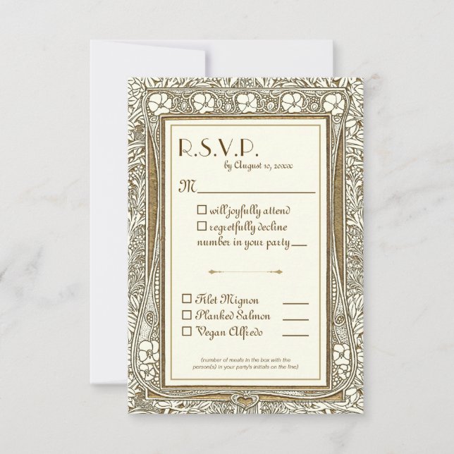 Elegante Gold Marfil Art Nouveau RSVP w Elección d (Anverso)