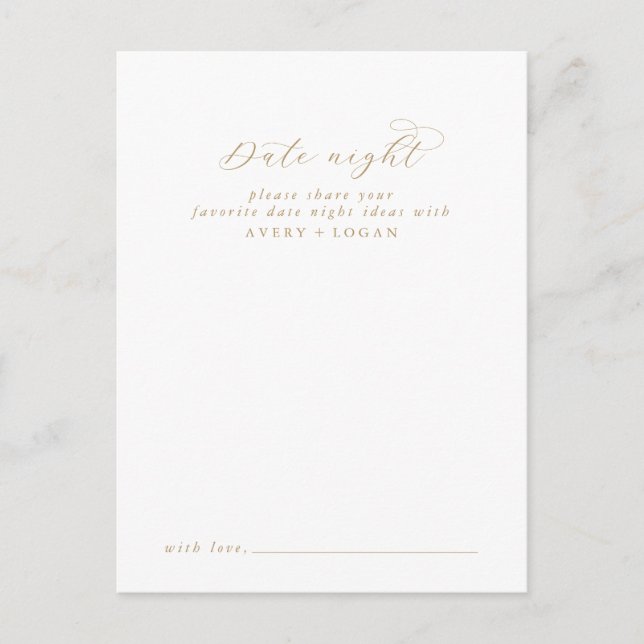 Elegante Gold Script Fecha Noche Idea Tarjeta de C (Anverso)