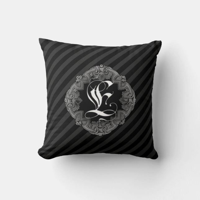 Elegante Gótico Cojín decorativo inicial E (Anverso)