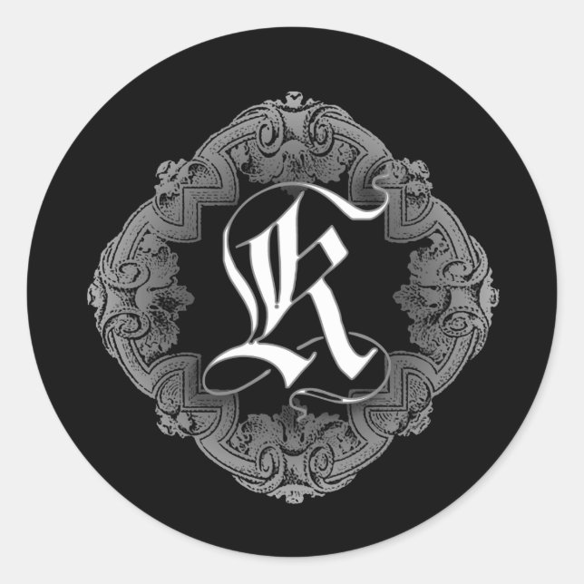 Elegante Gótico Pegatina inicial K (Anverso)