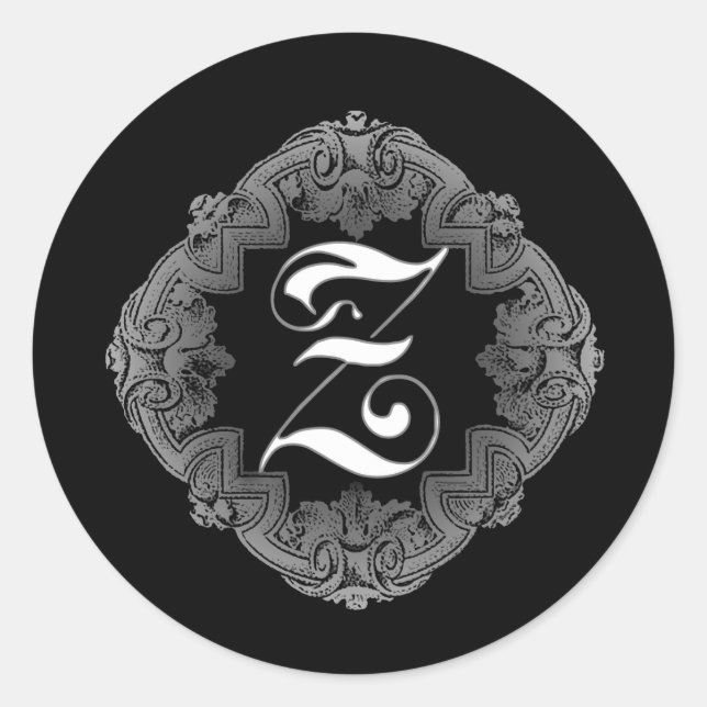 Elegante Gótico Pegatina inicial Z (Anverso)