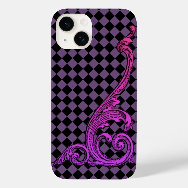 Elegante Gótico Púrpura Swirl Diseño Funda para iP (Reverso )