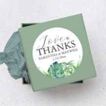 Elegante Gracias A Los Pegatinas De Bodas Tropical