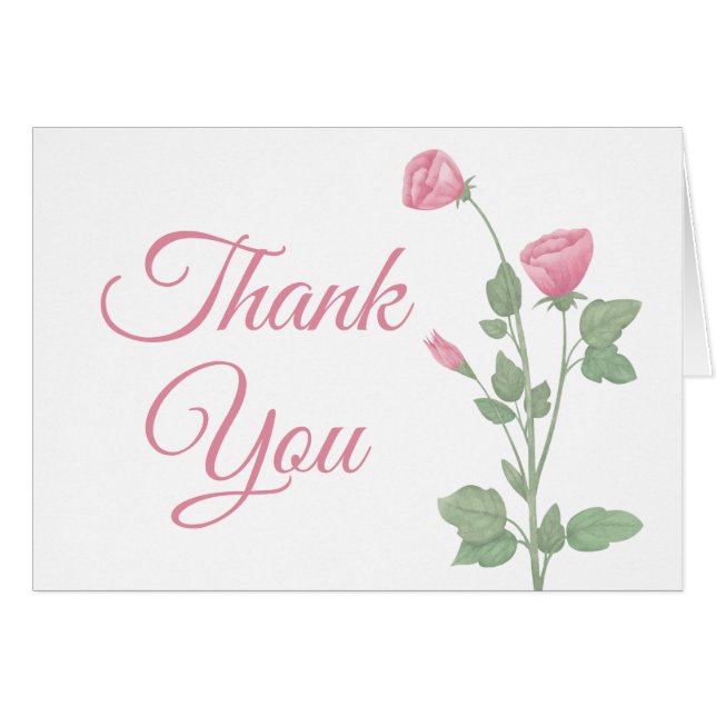 Elegante Gracias Boda acuarela Floral rosa (Anverso (Horizontal))