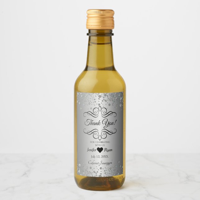 Elegante Gracias Mini Etiqueta De Botella De Vino (Anverso)