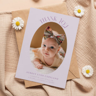 Elegante Gracias Oval Purple Baby Invitación