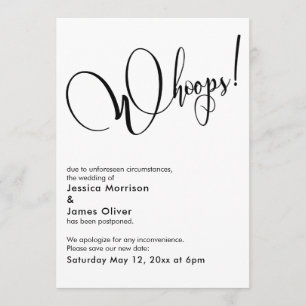Elegante gracioso "¡Uy!" Tarjeta Boda pospuesta