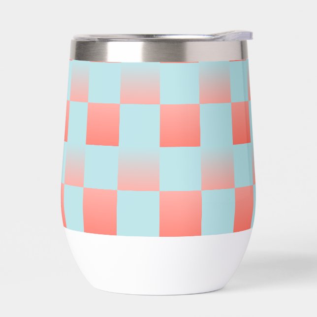 Elegante gradiente de cuadros en azul pastel y ros (Izquierdo)