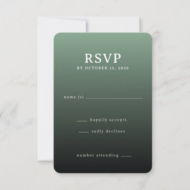 Elegante Gradiente Verde RSVP (Anverso)