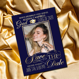 Elegante Graduación Azul Guardar la invitación de 