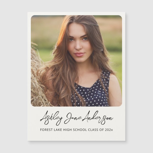 Elegante Graduación Foto Invitación Magnética (Anverso)