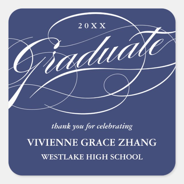 ELEGANTE GRADUADO DE SCRIPT GRACIAS PEGATINA (Anverso)