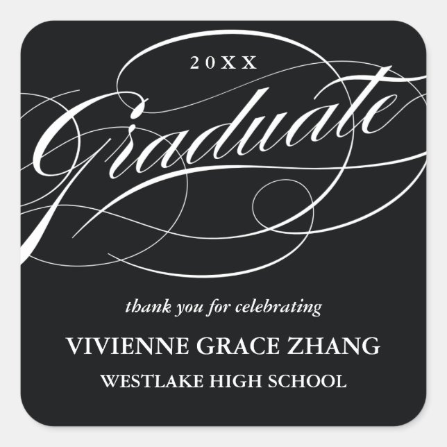 ELEGANTE GRADUADO DE SCRIPT GRACIAS PEGATINA (Anverso)