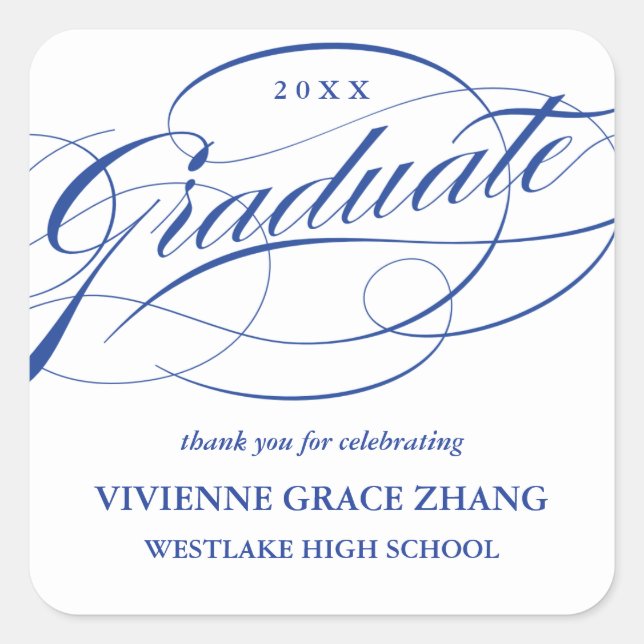 ELEGANTE GRADUADO DE SCRIPT GRACIAS PEGATINA (Anverso)