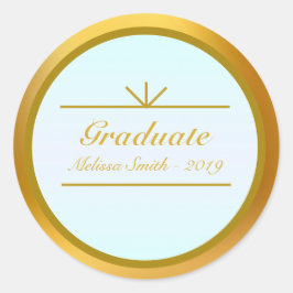 Elegante graduado Pegatina de oro y turquesa