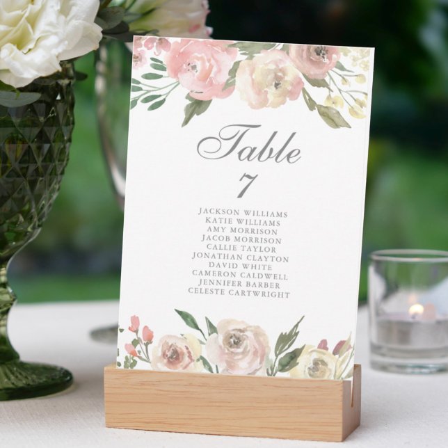 Elegante gráfico de asientos de Boda floral rosa R (Subido por el creador)