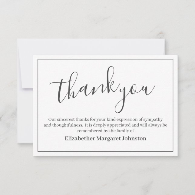 Elegante Gráfico de Escritura Tarjeta de Agradecim (Anverso)