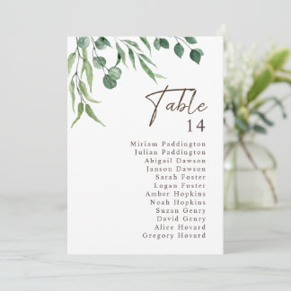 Elegante gráfico de números de tabla de Boda de ve