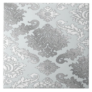 Elegante gran baldosa de damasco azul turquesa