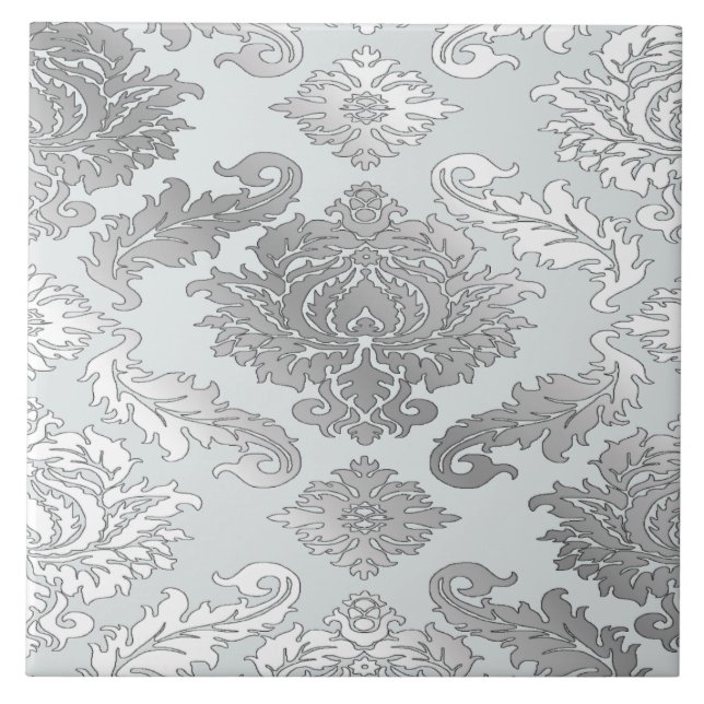 Elegante gran baldosa de damasco azul turquesa (Frente)