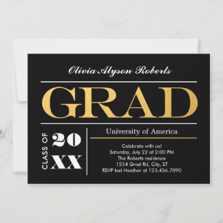 Elegante Gran Carta de Oro Invitación a la Graduac