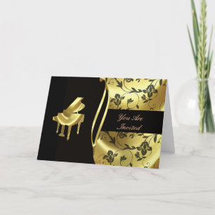 Elegante Gran Invitación de Piano de Oro