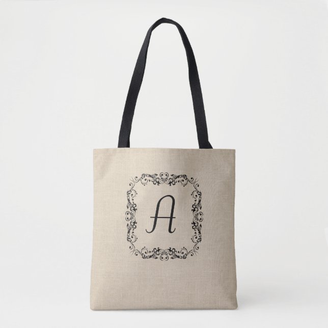 Elegante Gran Personalizado Monograma Bolsa De Tot (Anverso)