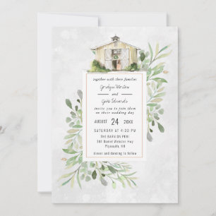 Elegante granero Invitación de boda acuarela