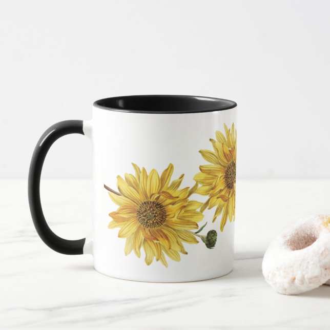 Elegante grano de madera negra y jarra de girasol (Con donut)