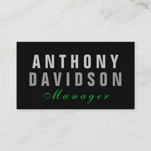 Elegante Gray Green Manager Tarjeta de visita (Anverso)