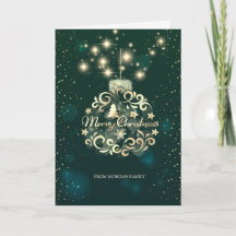 Elegante Green, Faux Gold Navidad Ball