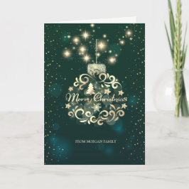 Elegante Green, Faux Gold Navidad Ball