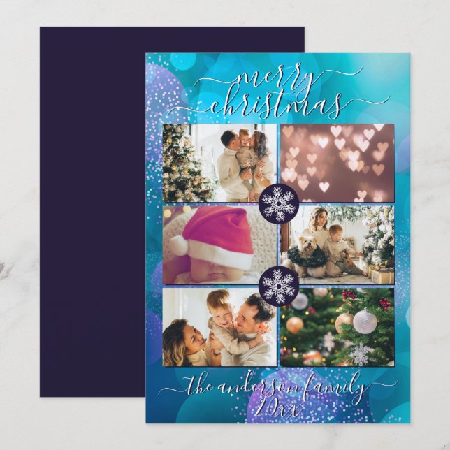 Elegante Green Gold Bokeh Art Feliz Navidad (Anverso / Reverso)