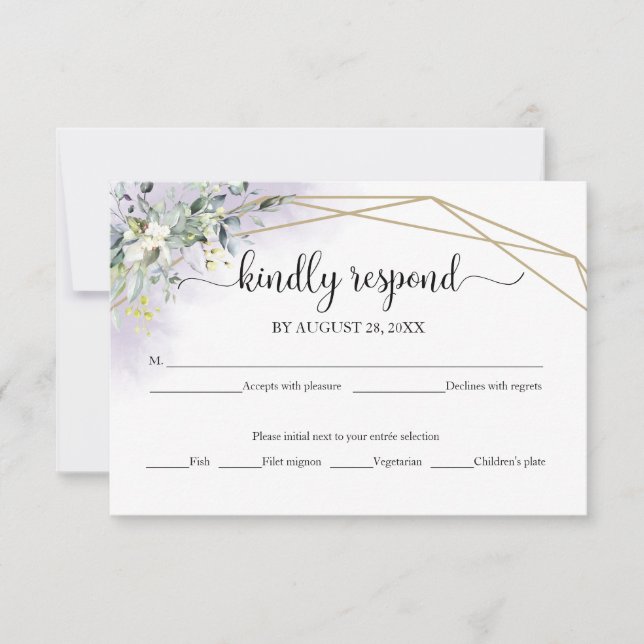 Elegante Greenery Eucalyptus Wedding Tarjeta RSVP (Anverso)