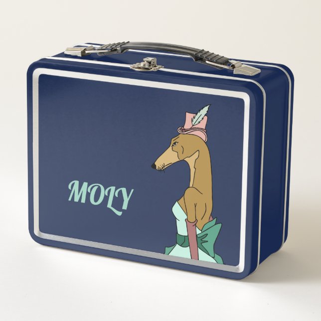 Elegante Greyhound Lunch Box - Personalizable (Anverso)