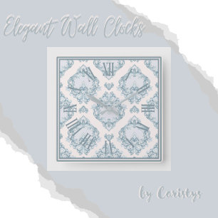 Elegante gris azul con reloj de pared de respaldo 