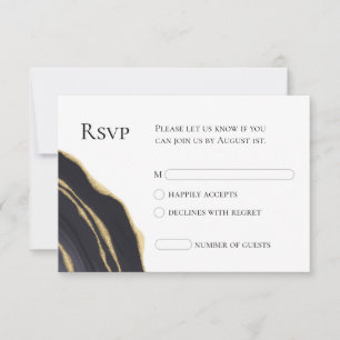 Elegante gris con tarjeta RSVP de agate de oro
