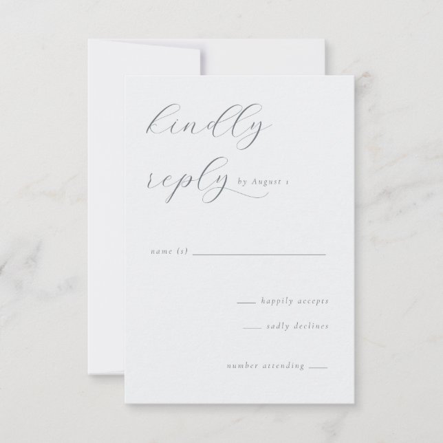 Elegante gris en letra cursiva RSVP (Anverso)