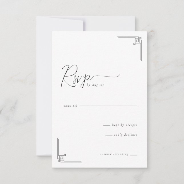 Elegante Gris Geométrico RSVP (Anverso)