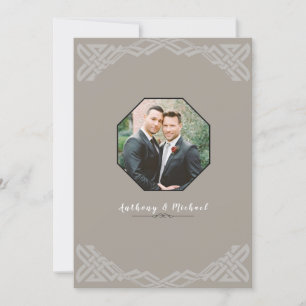 Elegante gris sobre la invitación a la boda fotogr