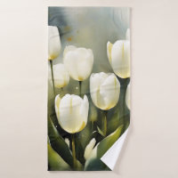 Elegante grupo de tulipanes blancos en un jardín s
