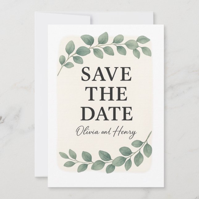 Elegante Guardar la tarjeta de Boda de fecha - 5 x (Anverso)