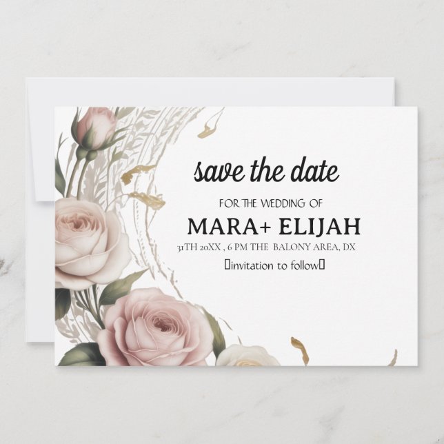 Elegante Guardar la tarjeta de fecha (Anverso)
