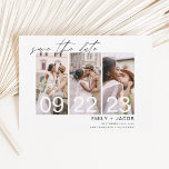 Elegante Guardar las invitaciones de fotos de fech<br><div class="desc">Paisaje horizontal 3 (3) Fotografía Guardar el Boda de fecha con tipografía manuscrita a mano. El imán para guardar la invitación de fecha incluye tipografía y moda de guiones y un diseño sencillo al que puede agregar su imagen personalizada de fotografía de compromiso.</div>