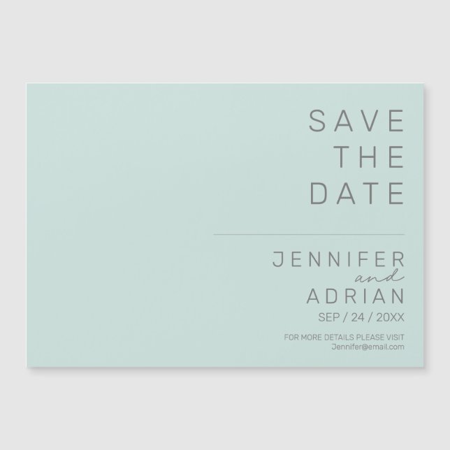 Elegante Guay Mint Minimal Modern Save The Date (Anverso)