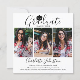 Elegante guión 4 Invitación de graduación de fotos